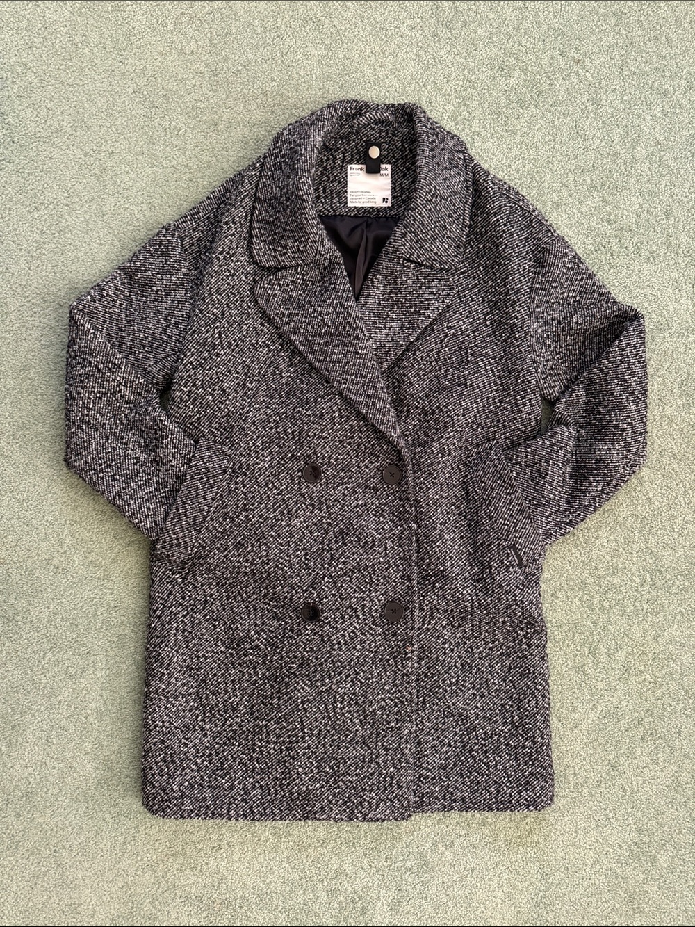 Women's Double-Breasted Frank and Oak recycled wool/polyester blend coat